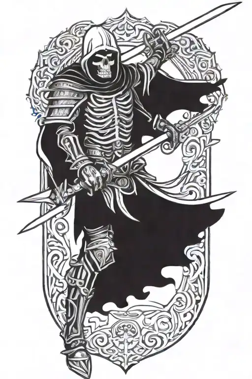 Tribal Reaper Knight Holding A Sword