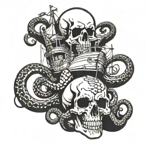 Octopus Tentacles Skull Ship