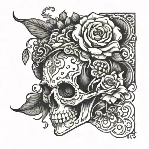 Lady Head Skull Surrounded