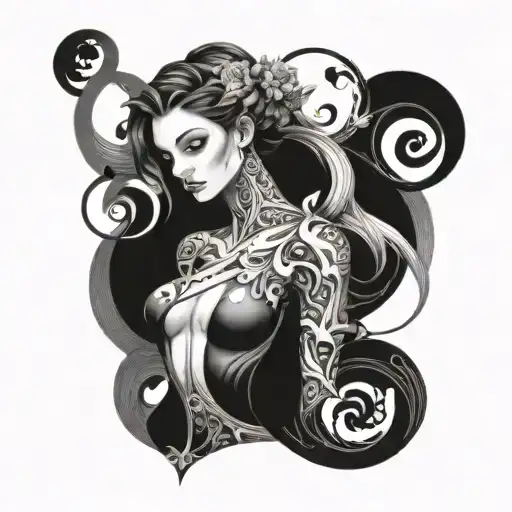 Gemini Woman Tattoo Sleeve