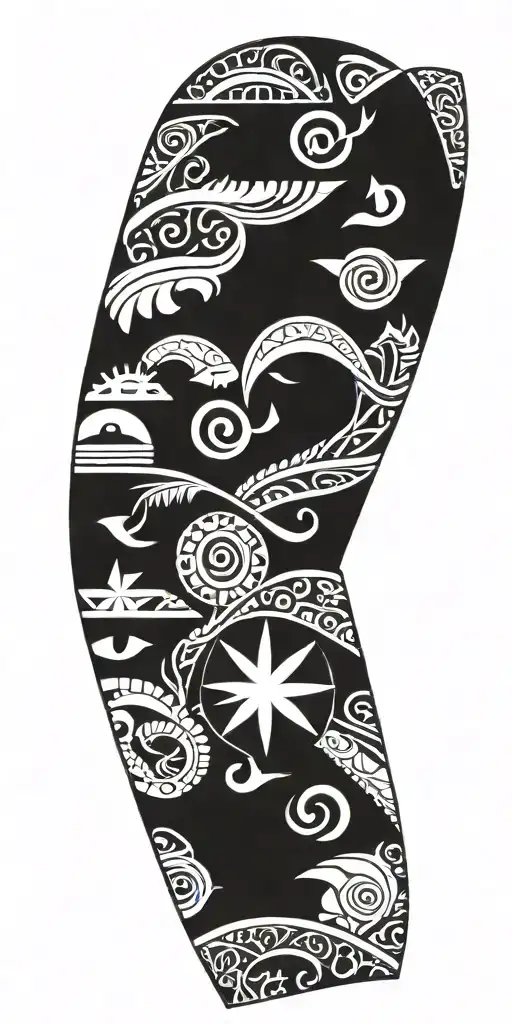 A Polynesian-inspired Tattoo Design Featuring Traditional Hawaiian Symbols Of Power