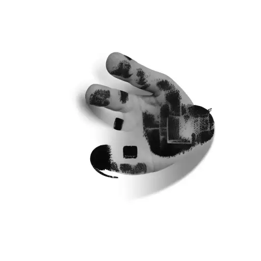 Heartbeat Line With The Hand Print In The Middle