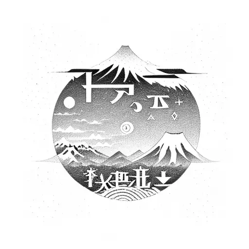 A Japanese Kanji Symbol For 'Optimism' Surrounded By Night Sky And Stars