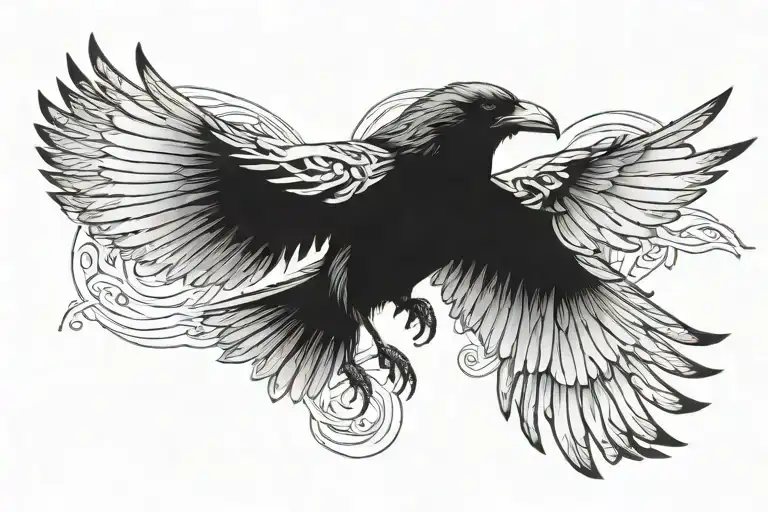Hugin Munin Raven Flying