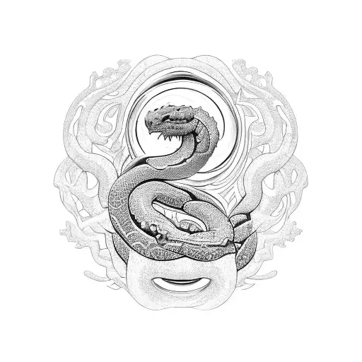 A Mystical Ivy Serpent Coiling Around A Crystal Ball