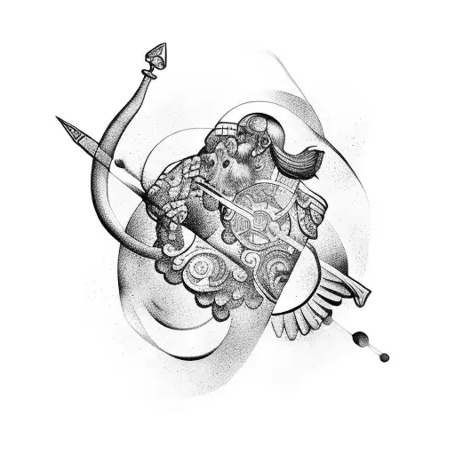 A Tattoo Combining Elements Of Greek Art And Space