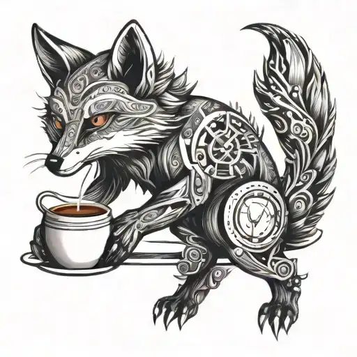 A Mechanical Fox With Coffee Bean Eyes And A Steam Spout Tail