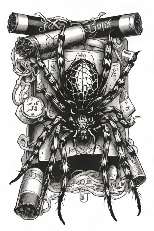 Spider Black Creepy On Top Of A Pack Of Cigarettes That Wraps Its Legs Around It