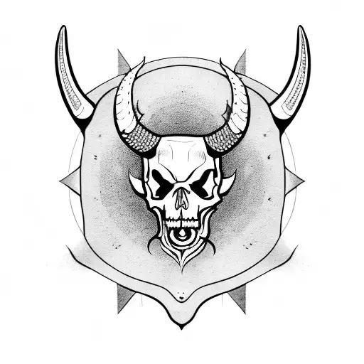 Horned Skull With Open Mouth