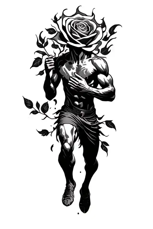 Fire Rose Unity Strength Running Man Holding