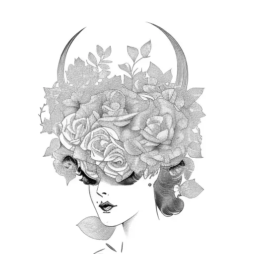 Vintage Lady Reading Opened Books Surrounded By Floral Frame