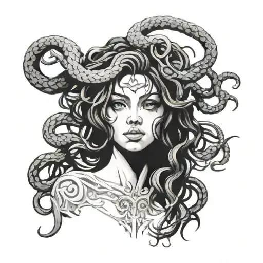 Anime Semi Realistic Medusa Portrait Style