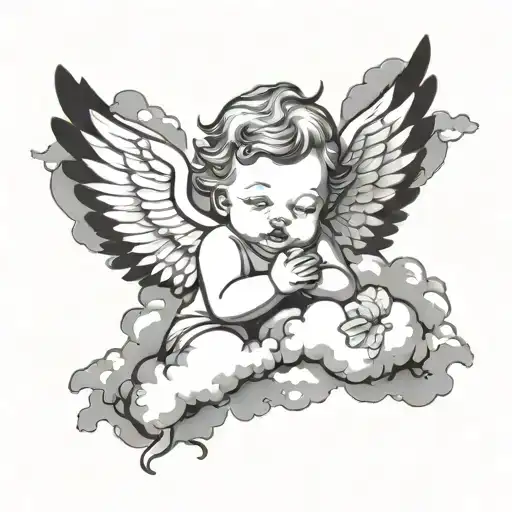 Baby Cupid In Clouds