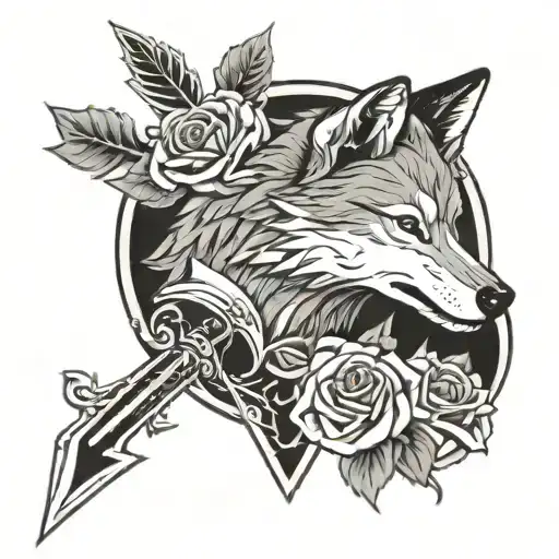 Arrow Wolf Rose Anchor