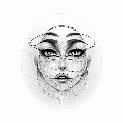 One Single Line With Eyes Lips And Brain