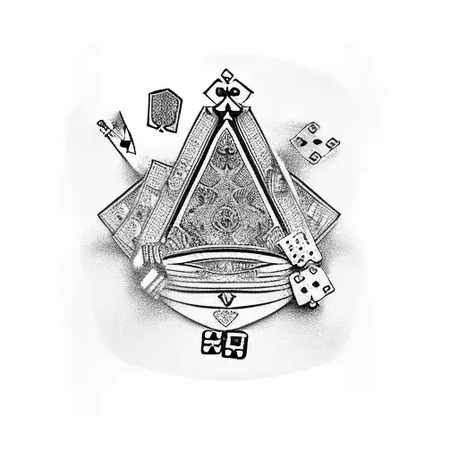 A Royal Flush Of Playing Cards Surrounded By Poker Chips And Dice