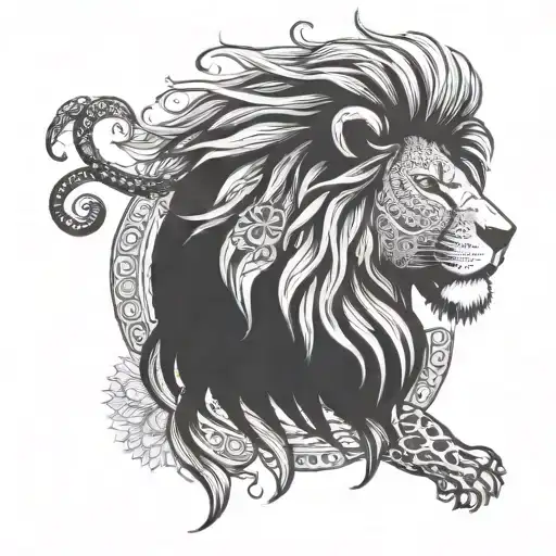 A Reggae-inspired Lion With A Mandala Mane Showcasing Strength