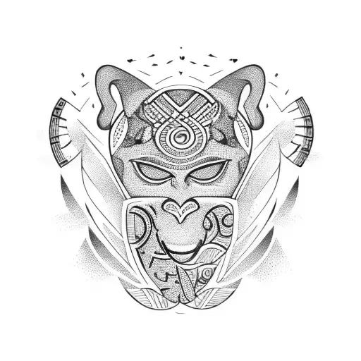 African Tribal Pattern Incorporating Musical Instruments