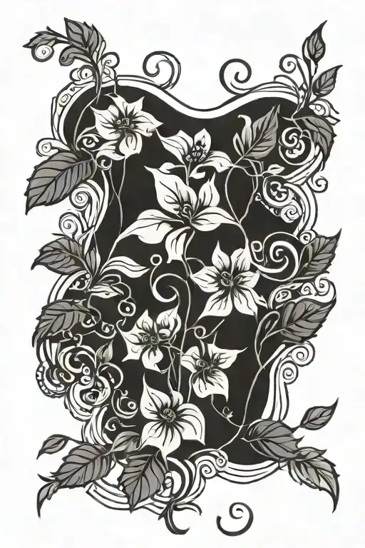 Vine Wrapping With Flowers Growing