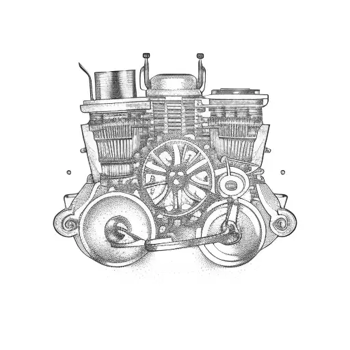 A Race Car Engine With Gears And Cooking Utensils Intertwined