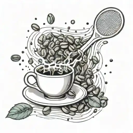 Coffee Beans Forming A Padel Tennis Racket With Steam Rising In The Background