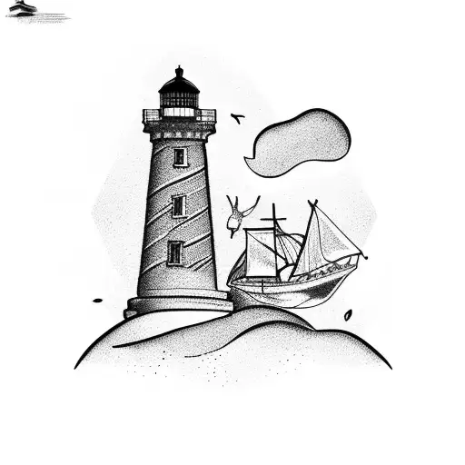 Lighthouse With Sailboat