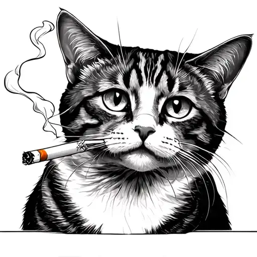 A Cat Smoking Cigarette