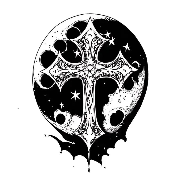 Horror Moon With Unholy Cross