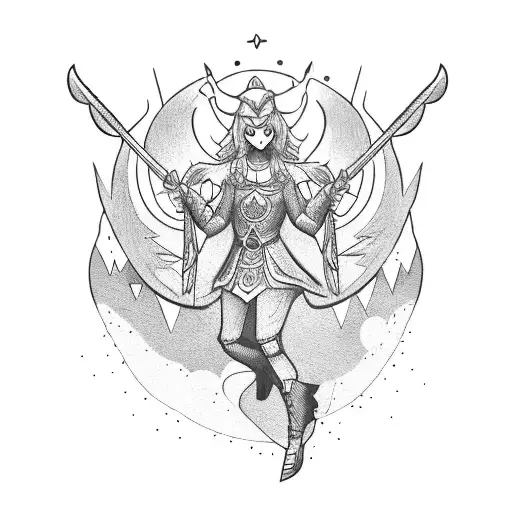 A Mythical Creature Hiking Up A Mountain With A Guitar Strapped To Its Back