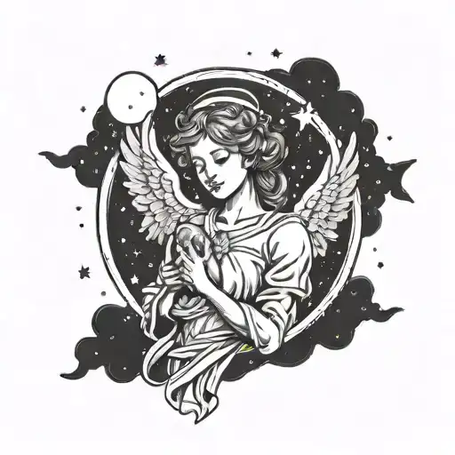 A Nurse Aid Angel Holding A Moon And Stars In Her Hands