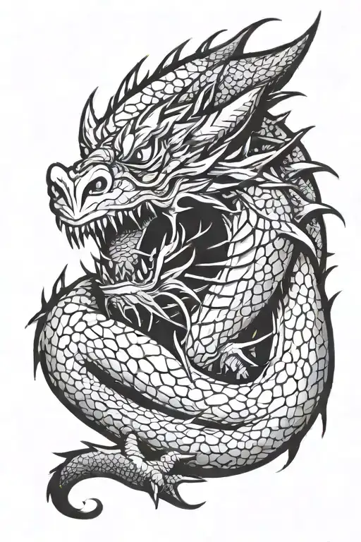 Angry Dragon For Cover Shoulder Tattoo Design Featuring