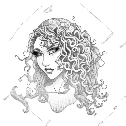 Curly-haired Witch Casting A Spell Under A Full Moon