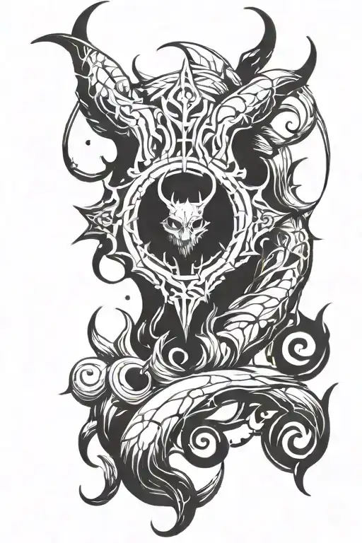 Mens Forearm Tattoo Graphic Gothic Creature Simple