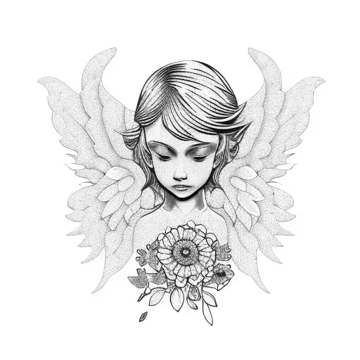 A Beautiful Angel Surrounded By A Vibrant Garden Of Flowers