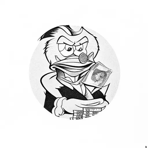 A Detailed Portrait Of Scrooge Mcduck Surrounded By Piles Of Money