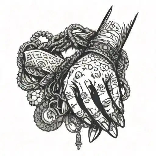 Praying Hands And Necklace Wrapped