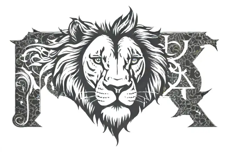 Lion Face With Jrk Initials In Face