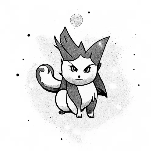 Vulpix Pokemon With Galaxy Background