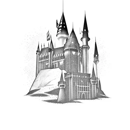 A Minimalist Silhouette Of Hogwarts Castle With The Word 'Always' Incorporated Into The Design