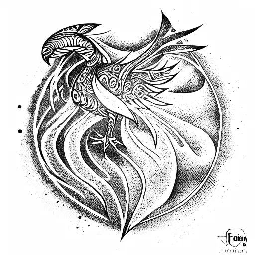 Fenix Bird In Black Fire Reborn