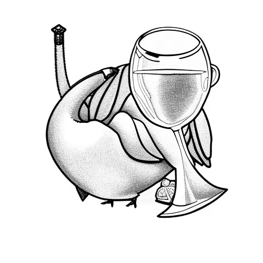 Matching Friends Cartoon Swan Holding A Glass Of Champagne