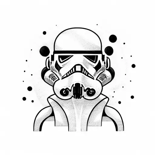 A Black And White Sleeve Tattoo Inspired By Star Wars Characters And Scenes