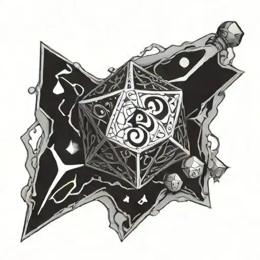 A Music Note Intertwined With A D20 Dice