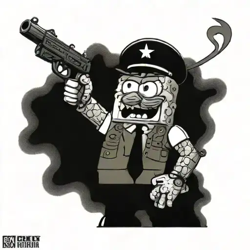 Military Spongebob With Gun