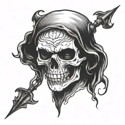 Skull Pulling Mask Off Its Face Shaded Horror Punk