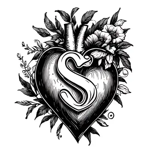 Heart And Initial S Letter