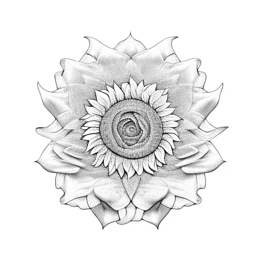 A Sunflower And Rose Intertwined In A Mesmerizing Abstract Pattern