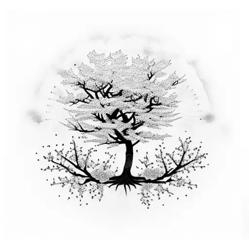 Cherry Blossom Tree With Falling Petals