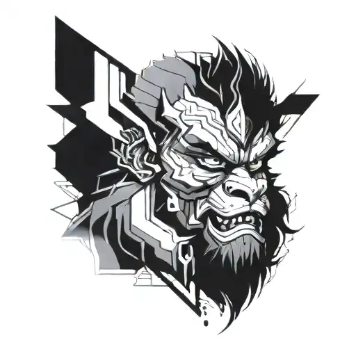 A Futuristic Cyberpunk Interpretation Of Narasimha's Face