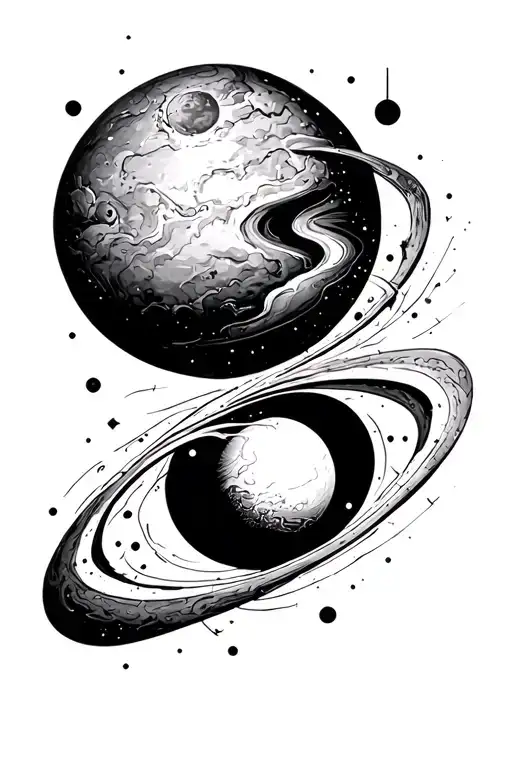 Planet Tattoo With Tiny